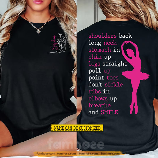 Personalized Ballet Two-sided T-shirt, Shoulders Back Long Neck Stomach In Tees Gift For Ballet Lover