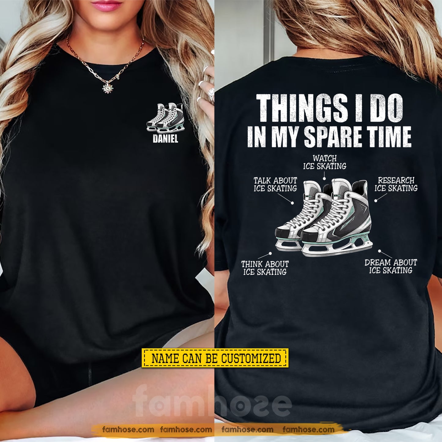 Personalized Ice Skating Two-sided T-shirt, Things I Do In My Square Time Sport Tees Gift For Ice Skating Lover