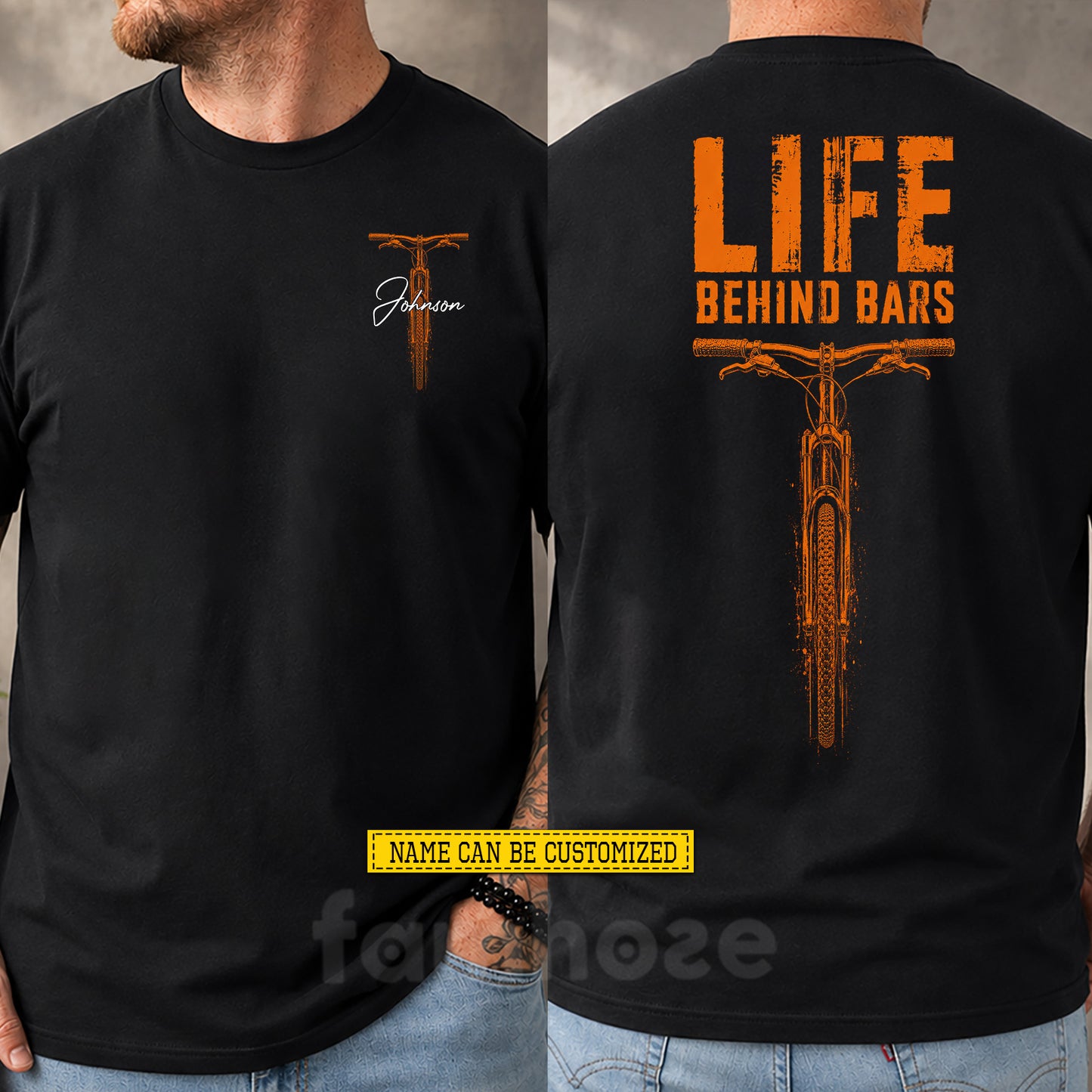 Personalized Cycling Two-sided T-shirt, Life Behind Bars Sport Tees Gift For Cycling Lover