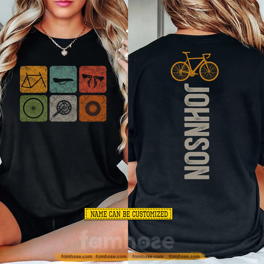 Vintage Personalized Cycling Two-sided T-shirt, Anatomy Of A Bicycle Sport Tees Gift For Cycling Lover