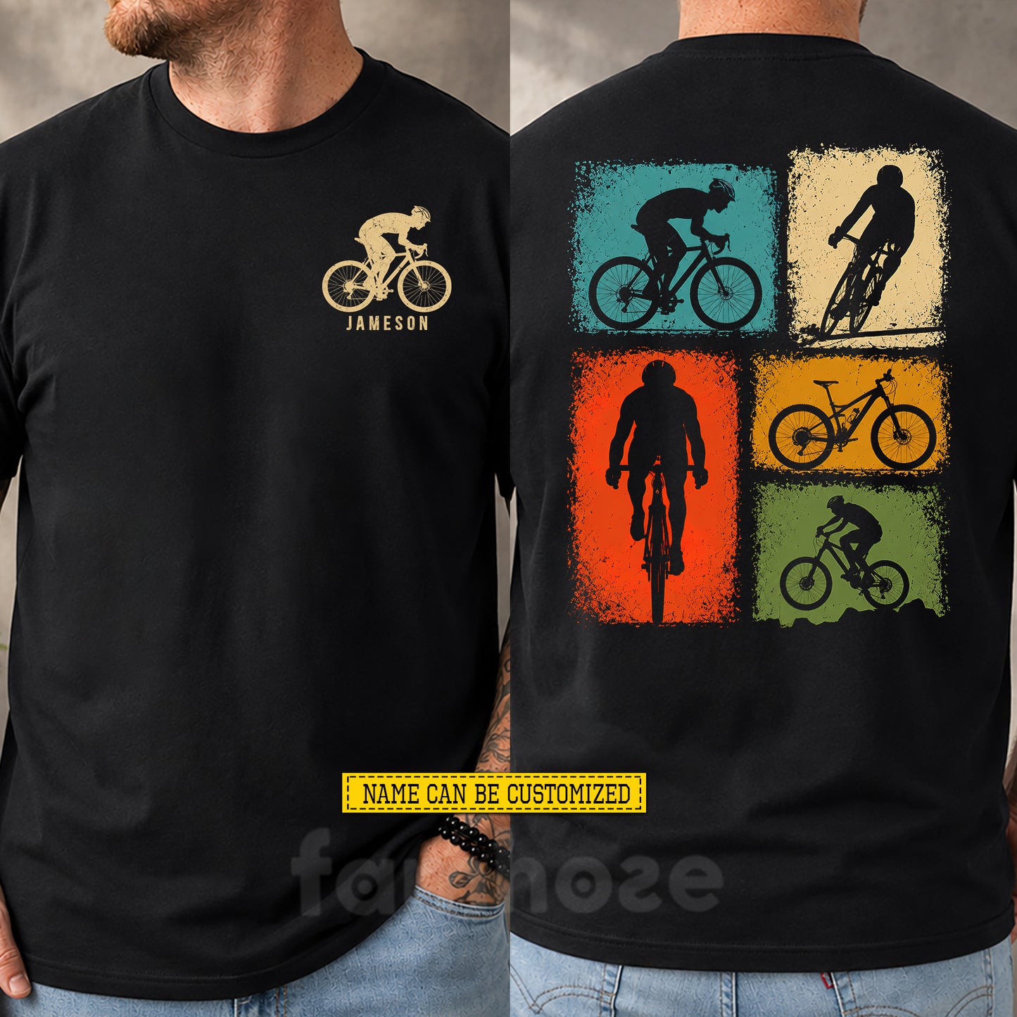 Vintage Personalized Cycling Two-sided T-shirt, Ride Your Way Sport Tees Retro Style Gift For Cycling Lover