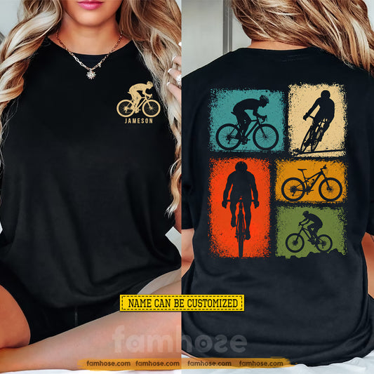 Vintage Personalized Cycling Two-sided T-shirt, Ride Your Way Sport Tees Retro Style Gift For Cycling Lover