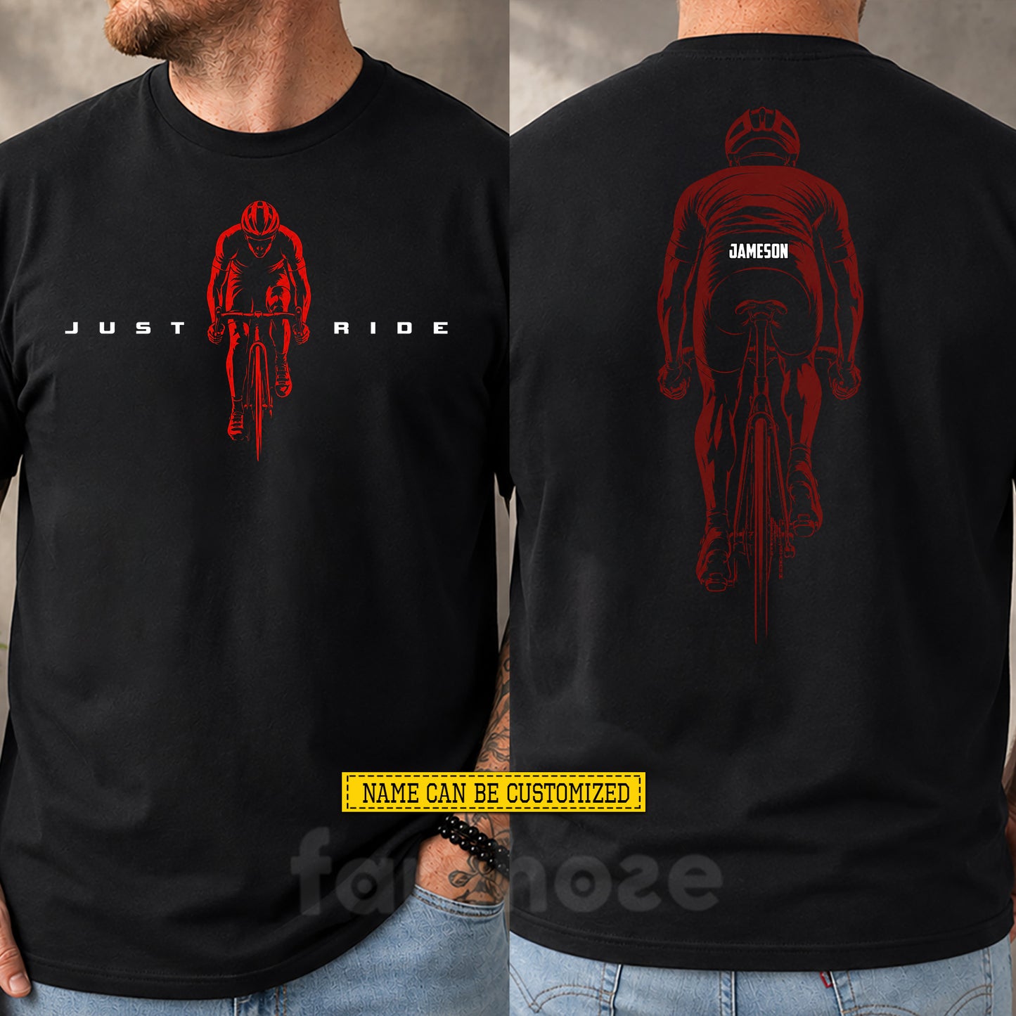 Personalized Cycling Two-sided T-shirt, Just Ride Sport Tees Gift For Cycling Lover
