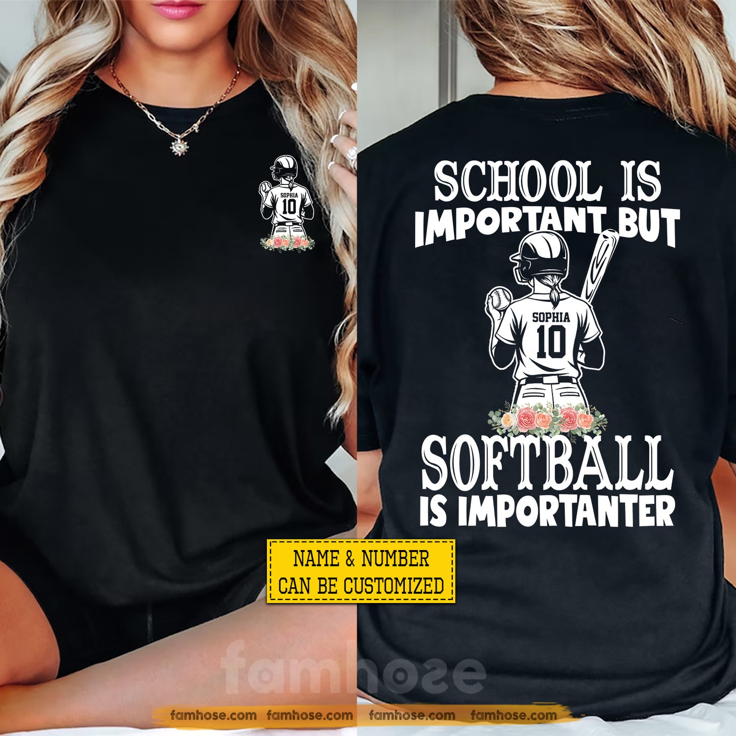 Personalized Softball First Day Of School Two-sided T-shirt, School Is Important Back To School Sport Tees, Student Gift For Softball Lover