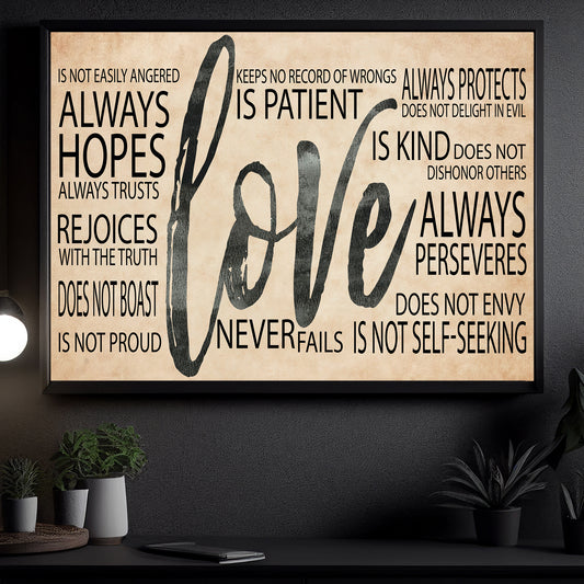 Love Is Patient Love Is Kind, Valentine Canvas Painting, Inspirational Quotes Couple Wall Art Decor, Poster Gift For Couples