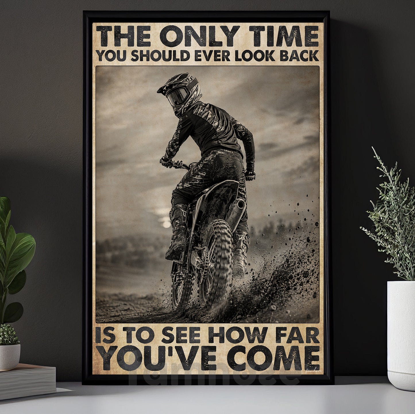 Motocross Canvas Painting, The Only Time You Should Ever Look Back Wall Art Decor, Poster Gift For Motocross Lover