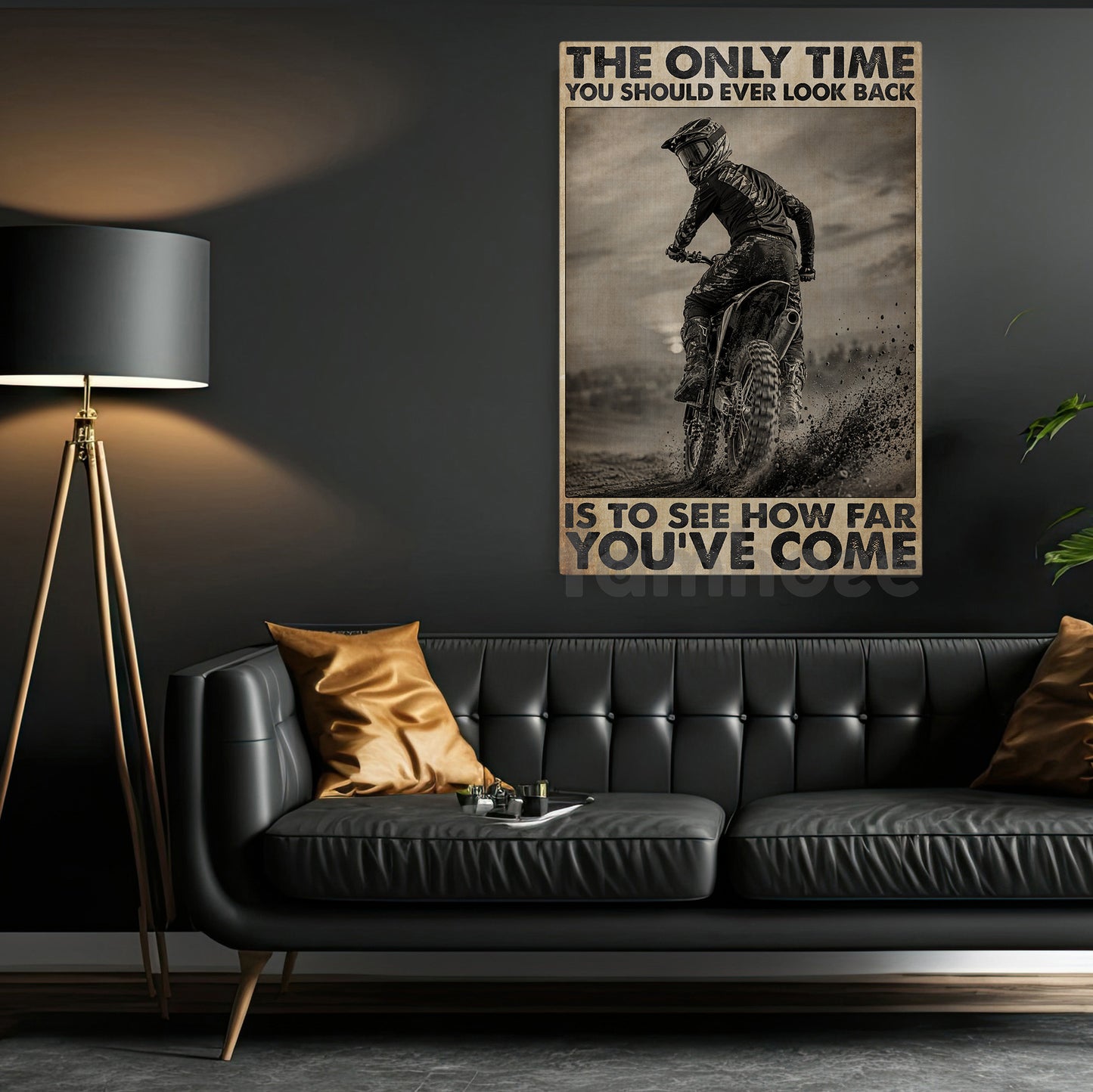 Motocross Canvas Painting, The Only Time You Should Ever Look Back Wall Art Decor, Poster Gift For Motocross Lover