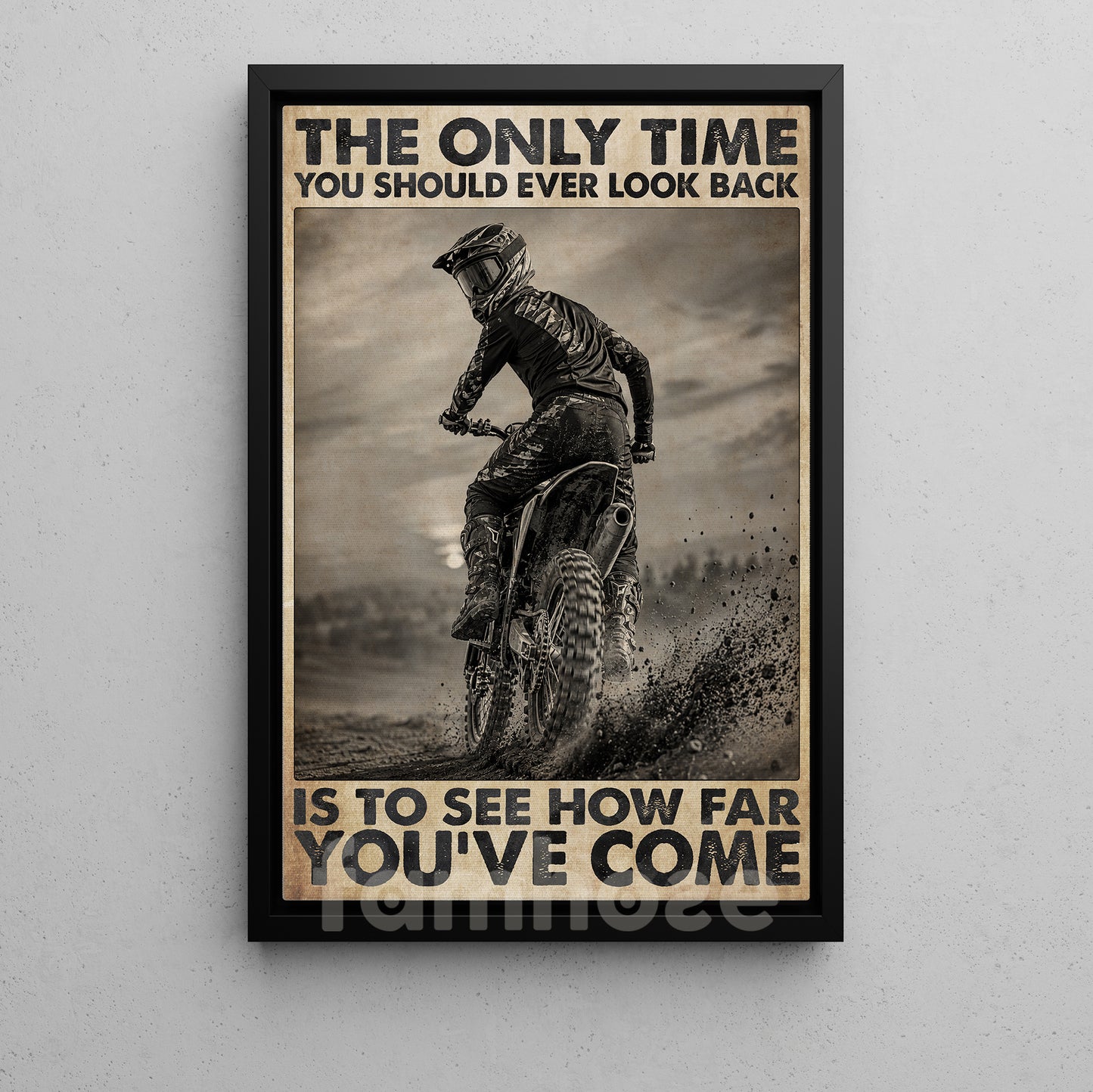Motocross Canvas Painting, The Only Time You Should Ever Look Back Wall Art Decor, Poster Gift For Motocross Lover