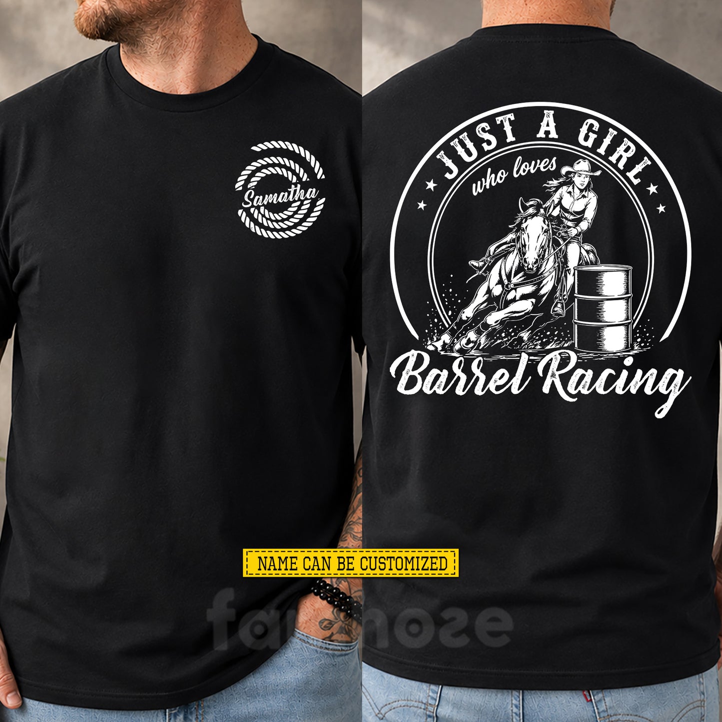 Personalized Barrel Racing Girl Two-sided T-shirt, Just A Girl Who Loves Barrel Racing Tees Gift For Barrel Racing Lover