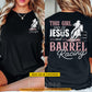 Personalized Barrel Racing & God Two-sided T-shirt, This Girl Runs On Jesus And Barrel Racing Tees Gift For Barrel Racing Lover