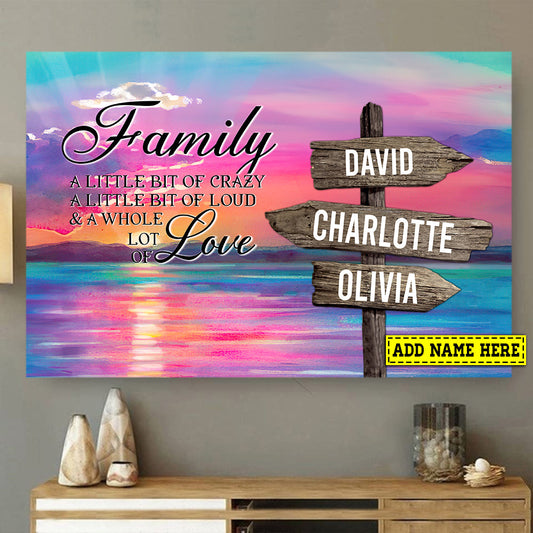 Family A Whole Lot Of Love, Personalized Motivational Canvas Painting, Inspirational Quotes Wall Art Decor, Poster Gift For Your Family