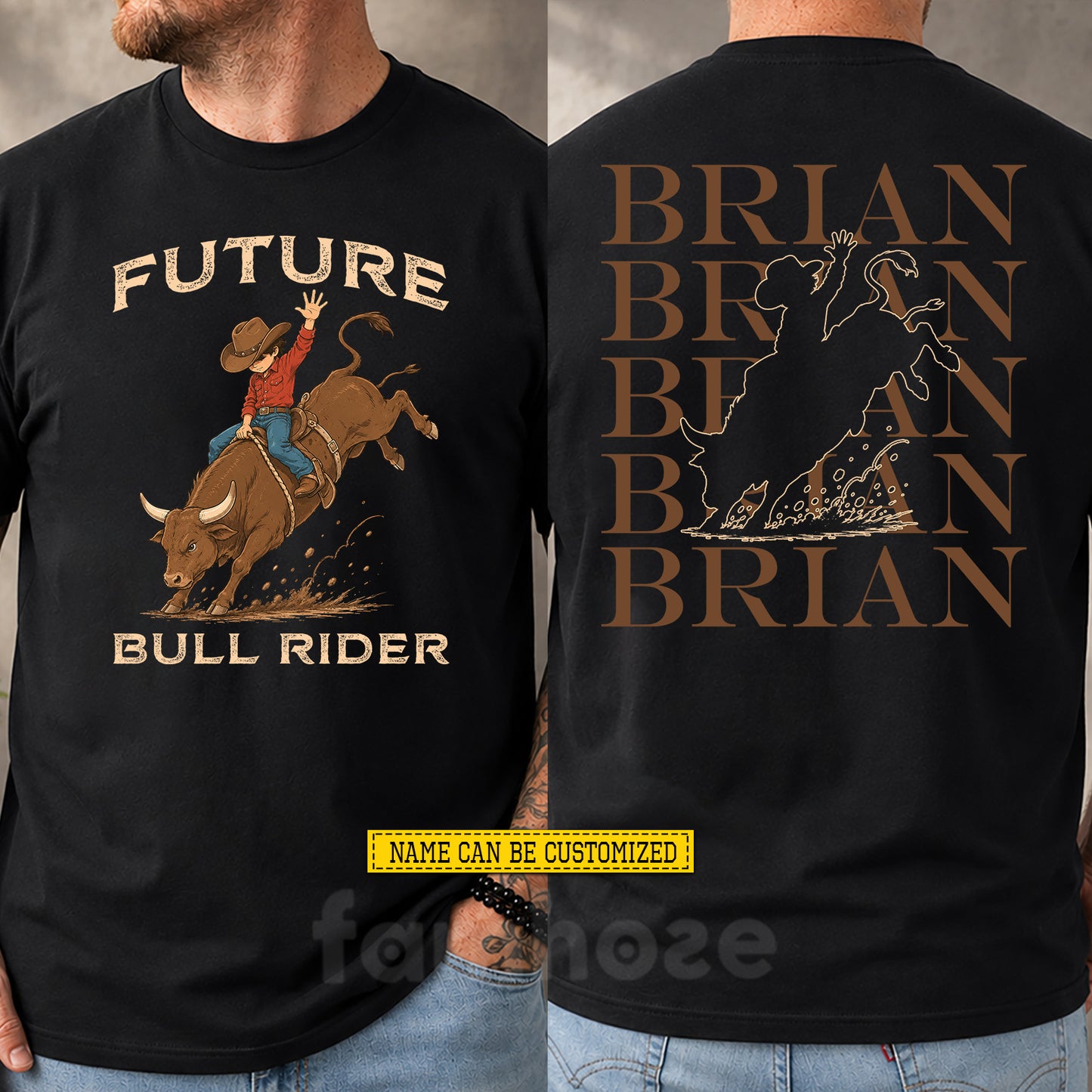 Personalized Bull Riding Two-sided T-shirt, Future Bull Rider Tees Gift For Bull Riding Lover