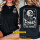Personalized Halloween Skeleton Cowgirl Two-sided T-shirt, Western Horse Riding Tees Spooky Season Gift For Cowgirls, Horse Lover