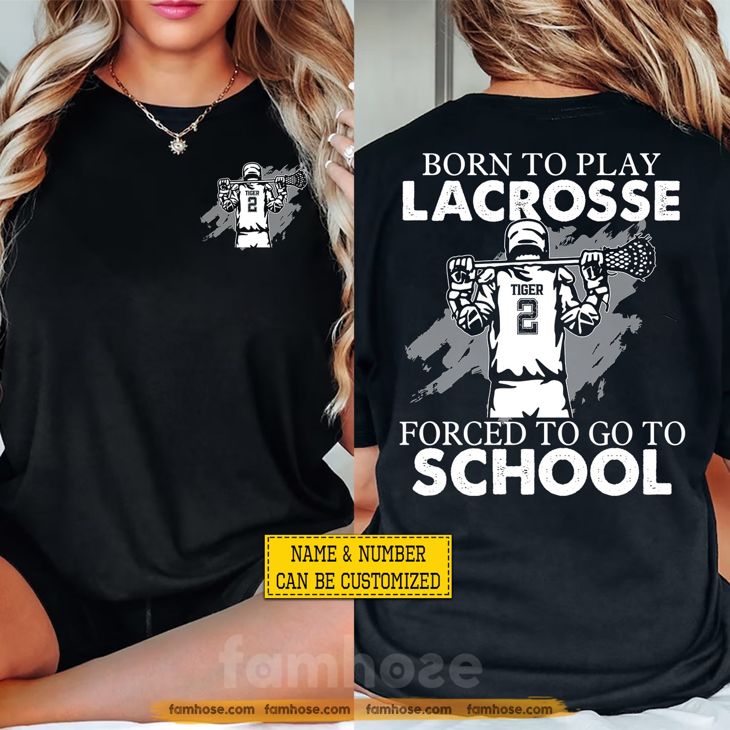Personalized Lacrosse Man First Day Of School Two-sided T-shirt, Born To Play Lacrosse Back To School Sport Tees, Student Gift For Lacrosse Lover