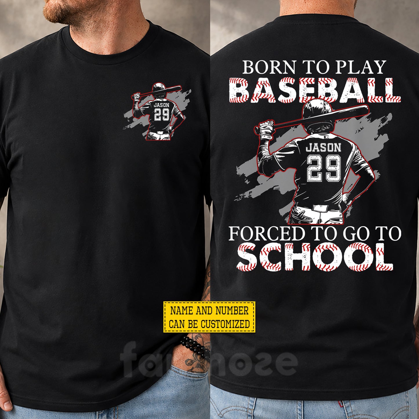 Personalized Baseball First Day Of School Two-sided T-shirt, Born To Play Baseball Back To School Sport Tees, Student Gift For Baseball Lover