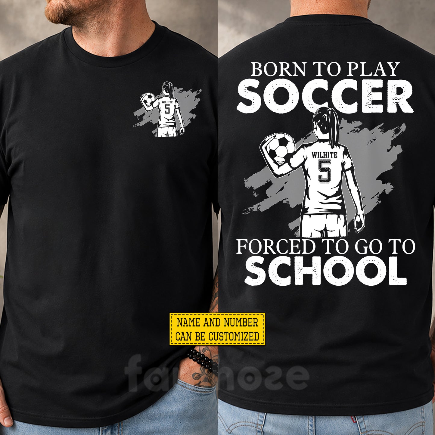 Personalized Soccer Girl First Day Of School Two-sided T-shirt, Born To Play Soccer Back To School Sport Tees, Student Gift For Soccer Lover
