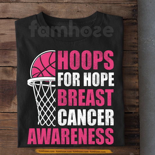 Basketball T-shirt, Hoops For Hope Tees Gift For Basketball Lovers Who Support Breast Cancer Awareness