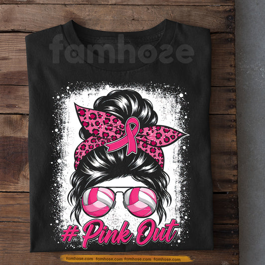 Volleyball T-shirt, Pink Out Tees Gift For Volleyball Lovers Who Support Breast Cancer Awareness