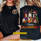 Personalized Halloween Thanksgiving Christmas Horse Two-sided T-shirt, Hallothanksmas Horse Tees Spooky Season Gift For Horse Lover