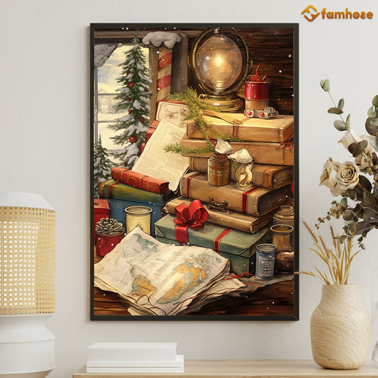 Yuletide Treasures: A Cozy Christmas Moment Christmas Canvas Painting, Xmas Wall Art Decor - Christmas Poster Gift