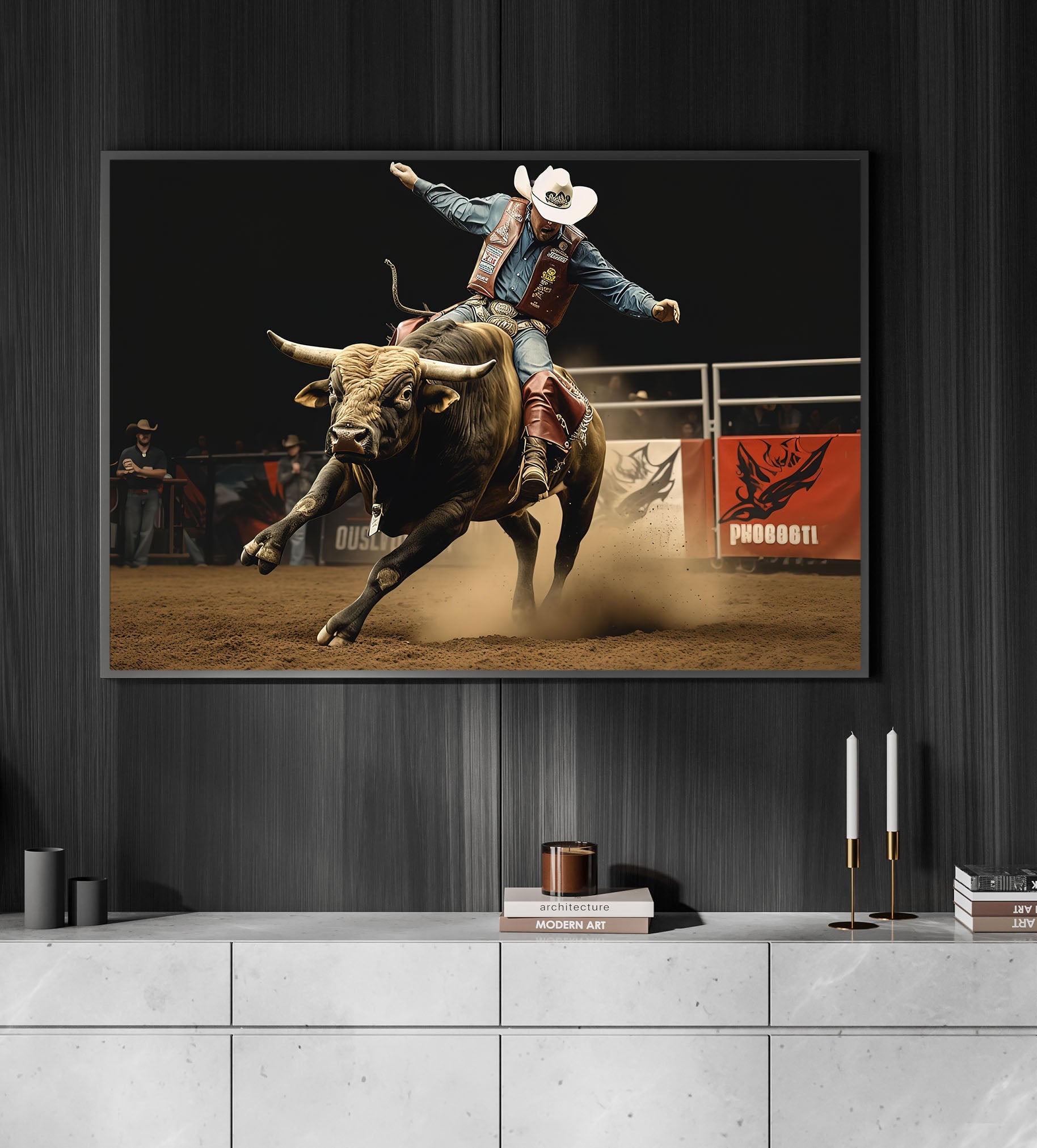 Legendary Bulls And Riders, Bull Riding Canvas Painting, Wall Art Deco ...