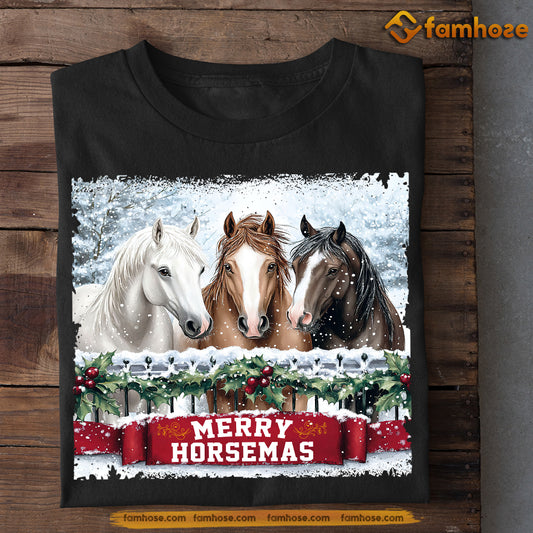 Christmas Horse T-shirt, Merry Horsemas, Xmas Gift For Horse Lovers, Horse Riders