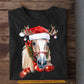 Horse Christmas T-shirt, Horse With Reindeer And Noel Hat On Head, Gift For Horse Lovers, Horse Riders, Equestrians