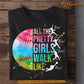 Cute Softball T-shirt, All The Pretty Girls Walk Like, Gift For Softball Lovers Who Support Breast Cancer Awareness