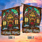 Stained Glass Serenity, Christians Xmas Garden Flag & House Flag, Nativity Christians Flag Gift