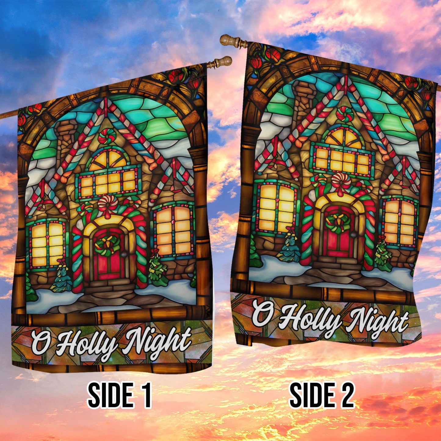Stained Glass Serenity, Christians Xmas Garden Flag & House Flag, Nativity Christians Flag Gift