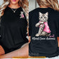 Pink Cat Breast Cancer Awareness Two-sided T-shirt, Pink Ribbon Tees Gift For Cat Lovers