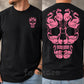 Pink Flamingo Breast Cancer Awareness Two-sided T-shirt, Flamingo Skull Pink Ribbon Tees Gift For Flamingo Lover