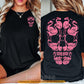 Pink Flamingo Breast Cancer Awareness Two-sided T-shirt, Flamingo Skull Pink Ribbon Tees Gift For Flamingo Lover