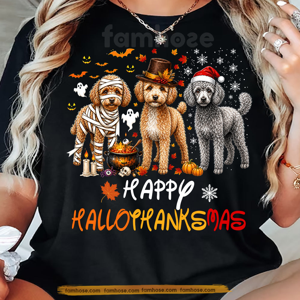 Halloween Poodle Dog T-Shirt, Happy Hallo Thanks Mas Dog Tees Spooky Season Gift For Poodle Dog Lover