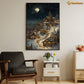 Enchanted Eve: A Midnight Village Christmas Christmas Canvas Painting, Xmas Wall Art Decor - Christmas Poster Gift