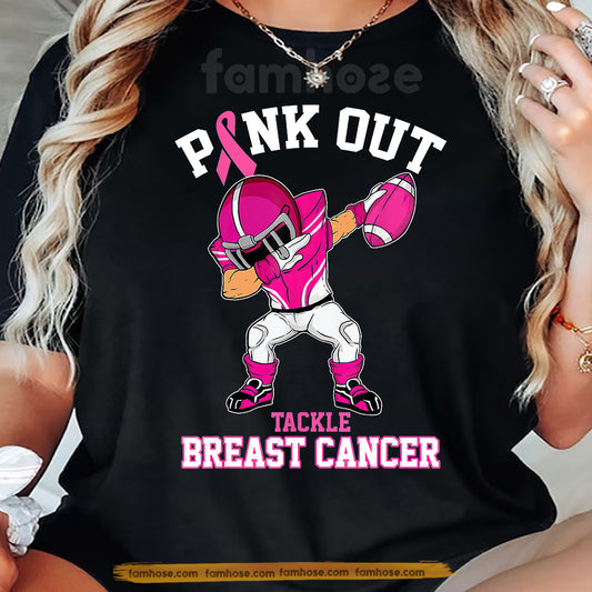 Pink Football Breast Cancer Awareness T-shirt, Pink Out Tackle Breast Cancer, Pink Ribbon Tees Gift For Football Lover