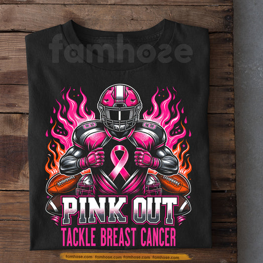 Pink Football Breast Cancer Awareness T-shirt, Pink Out Tackle Breast Cancer, Pink Ribbon Tees Gift For Football Lover