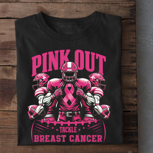 Pink Football Breast Cancer Awareness T-shirt, Pink Out Tackle Breast Cancer, Pink Ribbon Tees Gift For Football Lover