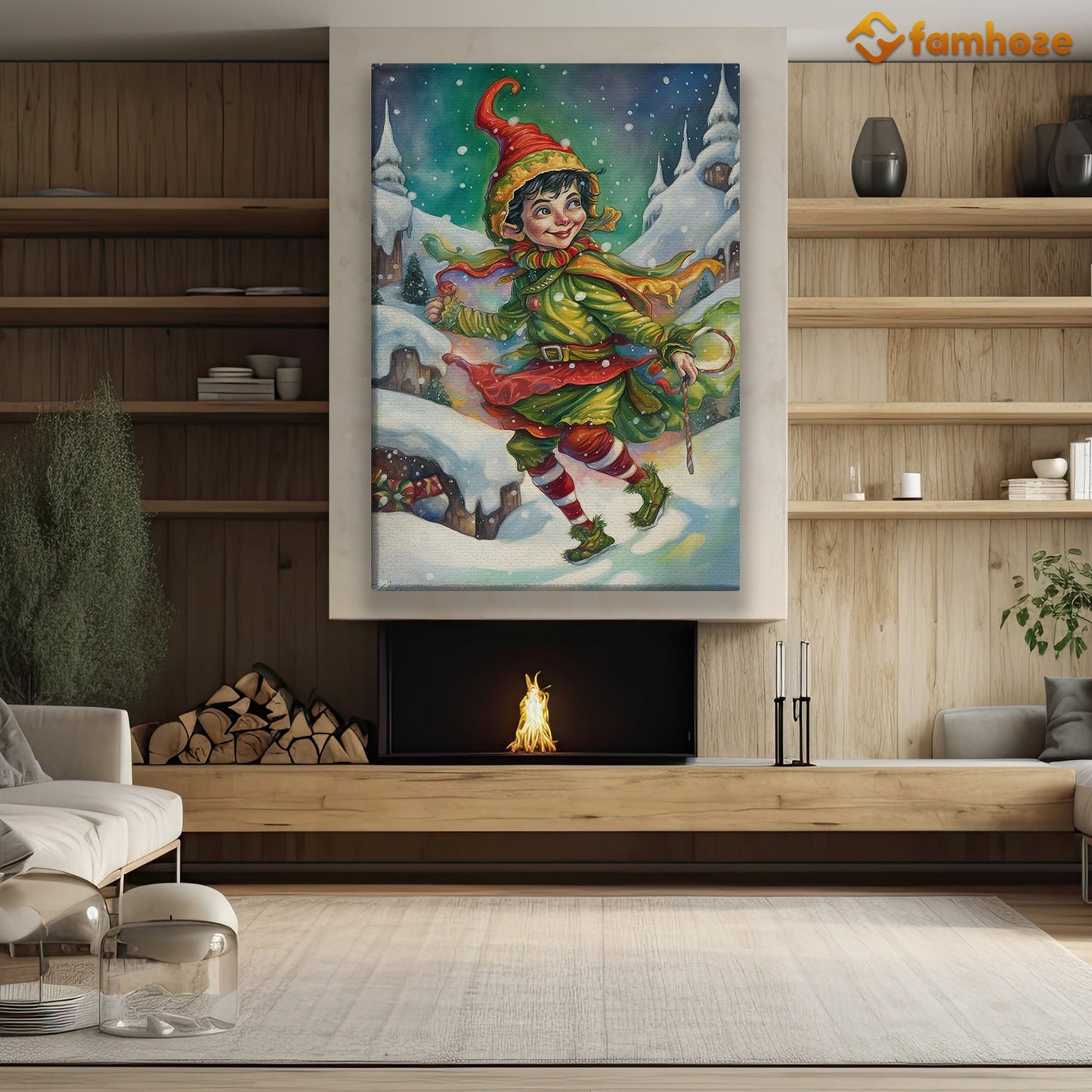 Whimsical Winter Dance: The Joyful Jester of Christmas Christmas Canvas Painting, Xmas Wall Art Decor - Christmas Poster Gift