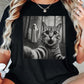 Funny Halloween Scared Cat T-Shirt, Scared Cat Selfie Tees Spooky Season Gift For Cat & Ghost Lover