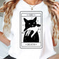 Cute Halloween Black Cat T-shirt, Death Tarot Witchy Cat Tees Spooky Season Gift For Cat Lover