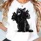 Gothic Halloween Black Cat T-shirt, Three Headed Black Cat Tees Spooky Season Gift For Cat Lover
