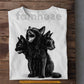 Gothic Halloween Black Cat T-shirt, Three Headed Black Cat Tees Spooky Season Gift For Cat Lover
