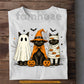 Cute Halloween Cat T-shirt, Black Cat Ghost Witch Mummy Tees Spooky Season Gift For Cat Lover