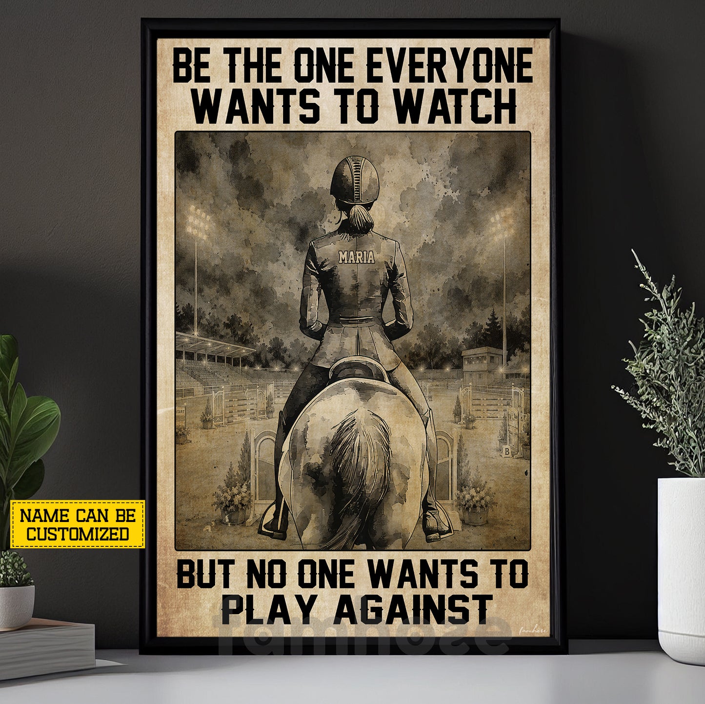 Motivational Personalized Horse Show Jumping Canvas Painting, Be The One Everyone Wants To Watch Inspirational Quotes Wall Art Decor, Poster Gift For Show Jumping Lover
