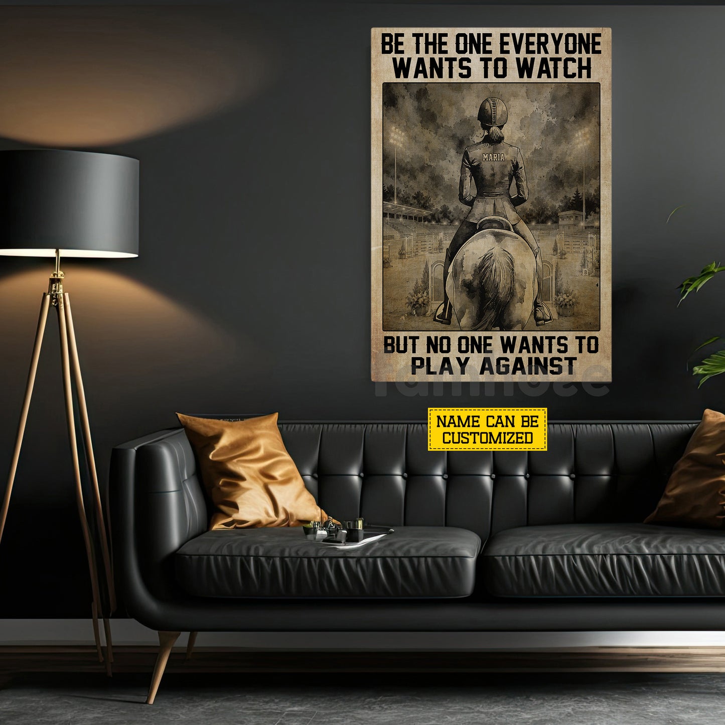 Motivational Personalized Horse Show Jumping Canvas Painting, Be The One Everyone Wants To Watch Inspirational Quotes Wall Art Decor, Poster Gift For Show Jumping Lover