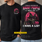 Funny Personalized Halloween Black Cat Witch Two-sided T-shirt, I Have A List Tees Spooky Season Gift For Cat Lover