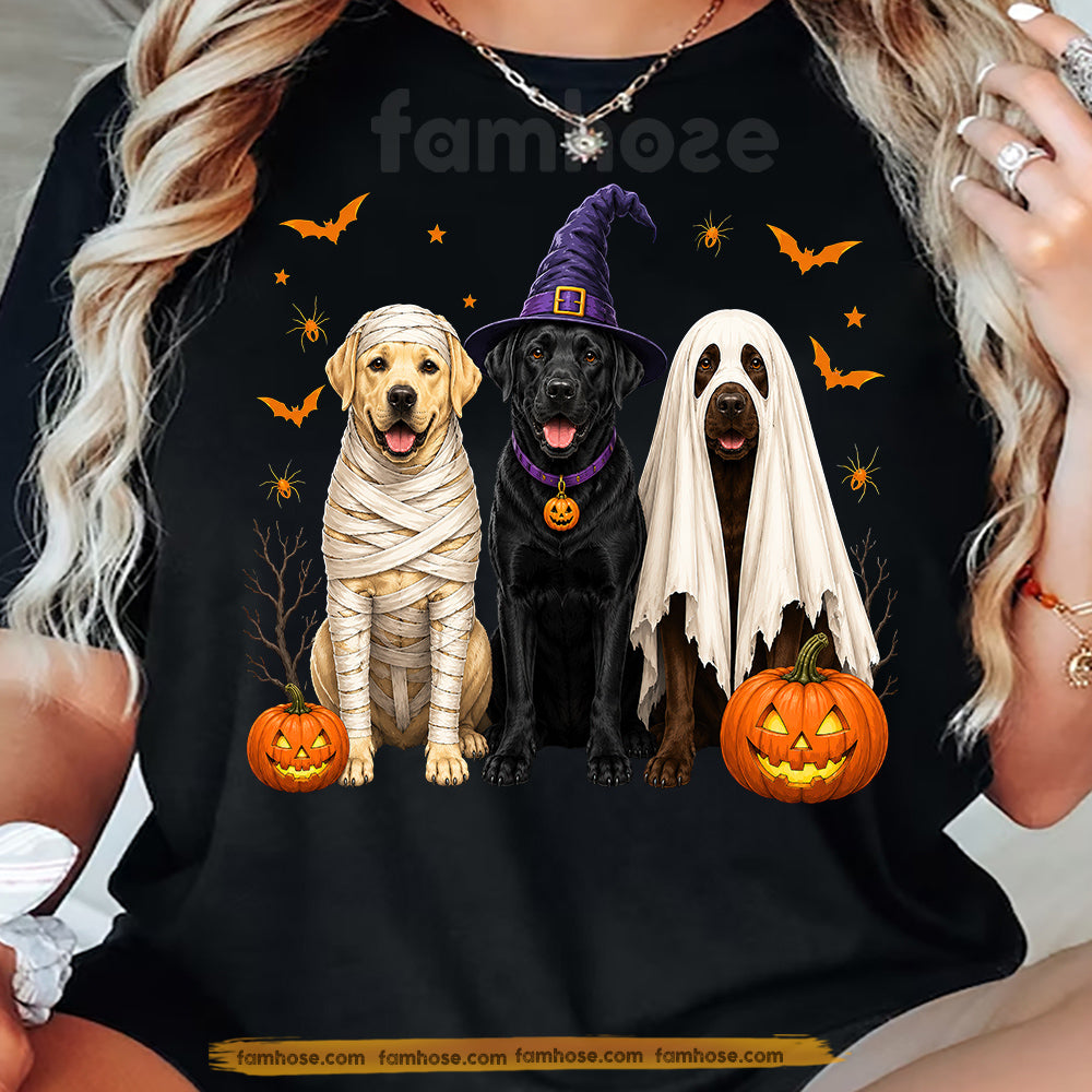 Cute Halloween Labrador Dog T-Shirt, Lab Dog Costume Mummy Witch Ghost Pumpkin Tees Spooky Season Gift For Labrador Dog Lover