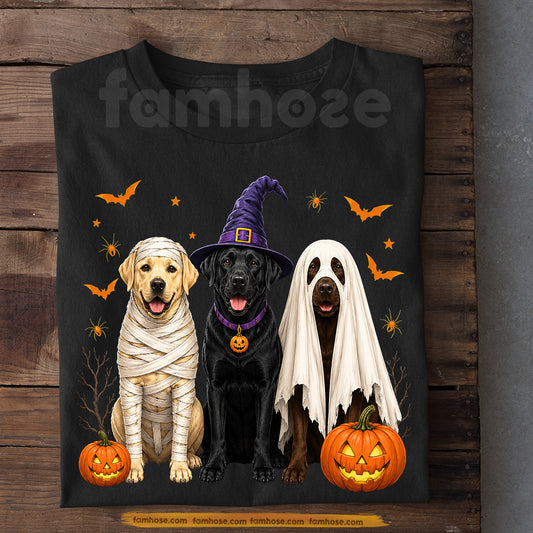 Cute Halloween Labrador Dog T-Shirt, Lab Dog Costume Mummy Witch Ghost Pumpkin Tees Spooky Season Gift For Labrador Dog Lover