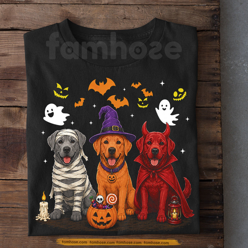 Cute Halloween Labrador Dog T-Shirt, Lab Dog Costume Mummy Witch Devil Pumpkin Tees Spooky Season Gift For Labrador Dog Lover